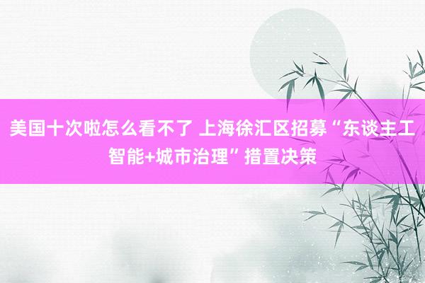 美国十次啦怎么看不了 上海徐汇区招募“东谈主工智能+城市治理”措置决策