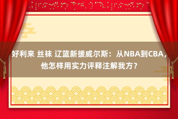 好利来 丝袜 辽篮新援威尔斯：从NBA到CBA，他怎样用实力评释注解我方？