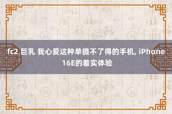 fc2 巨乳 我心爱这种单摄不了得的手机, iPhone 16E的着实体验