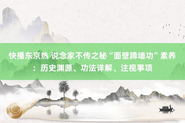 快播东京热 说念家不传之秘“面壁蹲墙功”素养：历史渊源、功法
