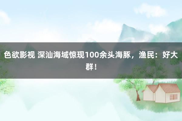 色欲影视 深汕海域惊现100余头海豚，渔民：好大群！