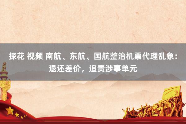 探花 视频 南航、东航、国航整治机票代理乱象：退还差价，追责涉事单元